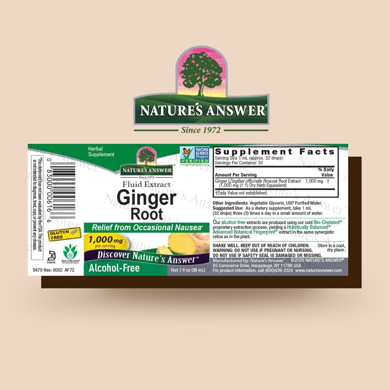 Nature's Answer Ginger Root Alcohol Free Extract 1 Ounce | Supports Stomach Function | Vegan | Vegetarian | Non-GMO | Gluten Free