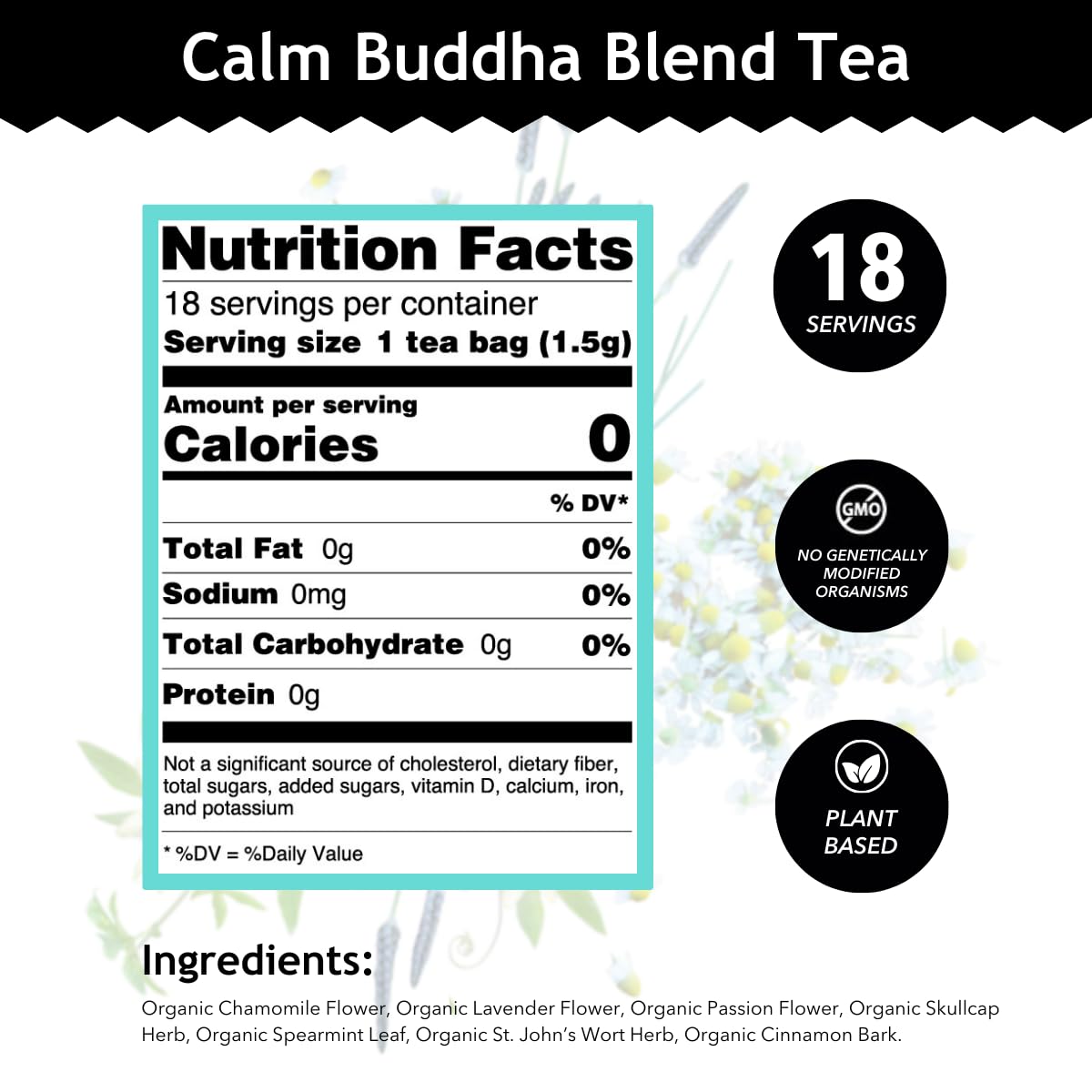 Buddha Teas - Chaga Tea - Organic Herbal Tea - For Cognitive Balance & Overall Health - With Chaga Mushroom, Antioxidants & B Vitamins - Caffeine Free - OU Kosher - 18 Tea Bags (Pack of 1)