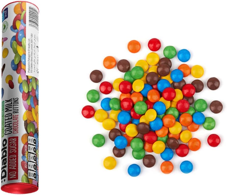 Diablo No Added Sugar Coated Milk Chocolate Buttons Tube