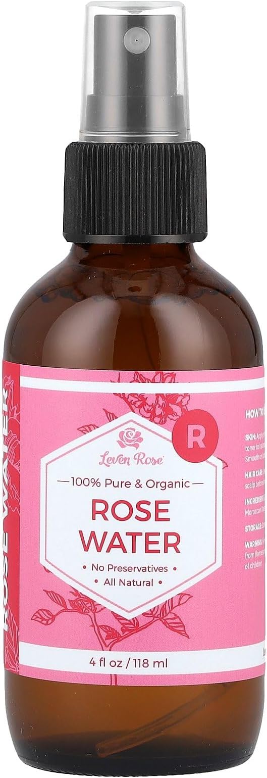 100% Pure Organic Rose Water, 4 fl oz (118 ml) – Leven