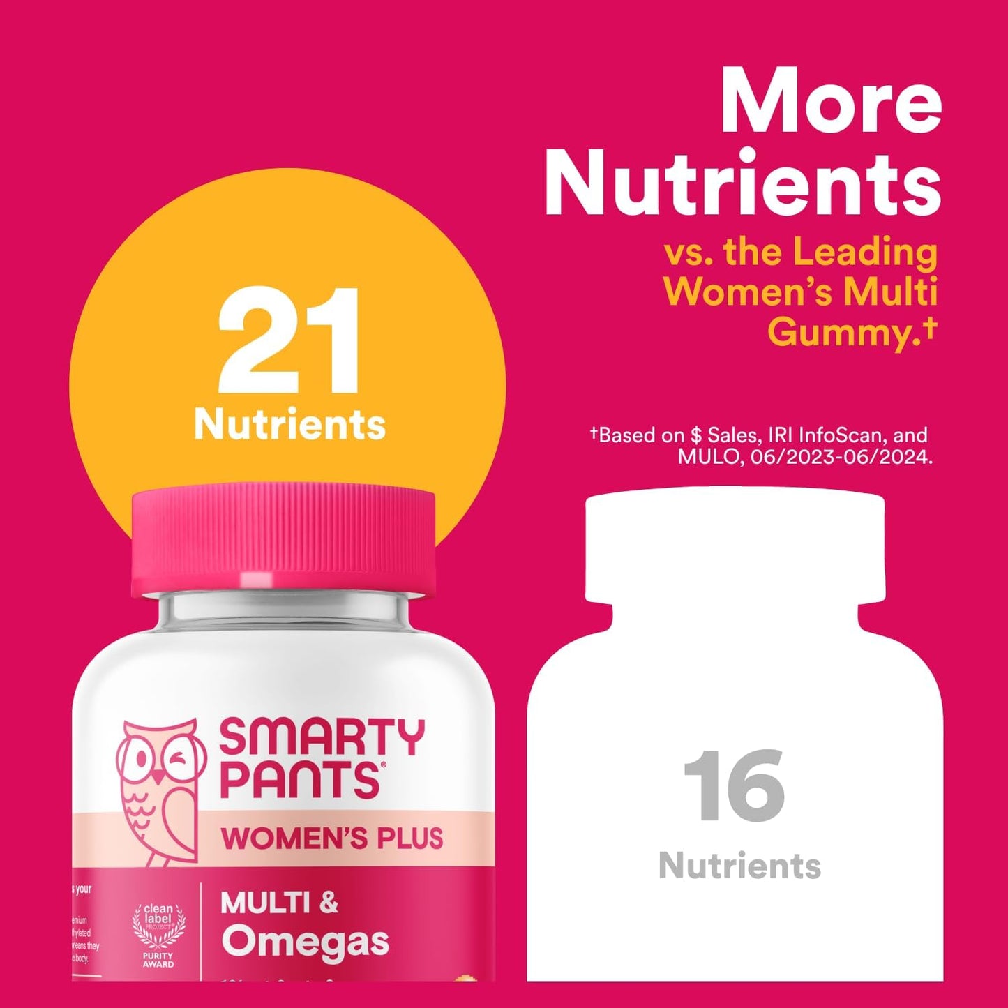 SmartyPants Women's Multivitamin Gummies: Omega 3 Fish Oil (EPA/DHA), Methylfolate, CoQ10, Vitamin D3, C, Vitamin B12, B6, A, K & Zinc, Inositol, Gluten Free, 180 Count (30 Day Supply)