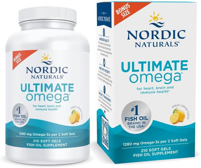 Nordic Naturals Ultimate Omega, Lemon Flavor - 90 Soft Gels - 1280 mg Omega-3 - High-Potency Omega-3 Fish Oil Supplement with EPA & DHA - Promotes Brain & Heart Health - Non-GMO - 45 Servings