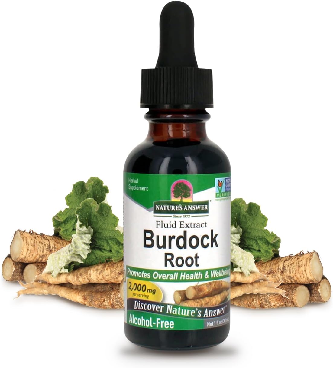 Nature's Answer Burdock Root Extract 1 Ounce - Alcohol Free, Made in USA, Vegan, Non GMO, No Artificial, Preservative Free - Supports Overall Wellness, Immune Support, Lymphatic Drainage