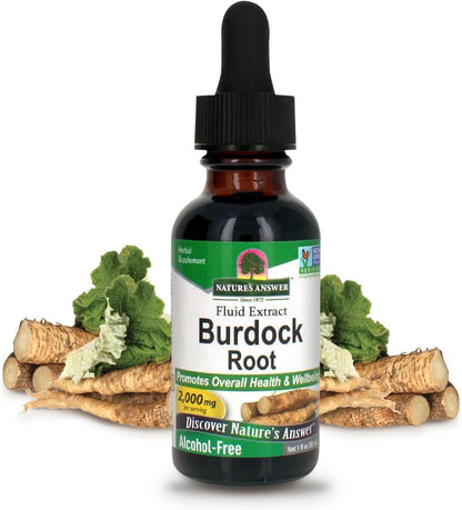 Nature's Answer Burdock Root Extract 1 Ounce - Alcohol Free, Made in USA, Vegan, Non GMO, No Artificial, Preservative Free - Supports Overall Wellness, Immune Support, Lymphatic Drainage