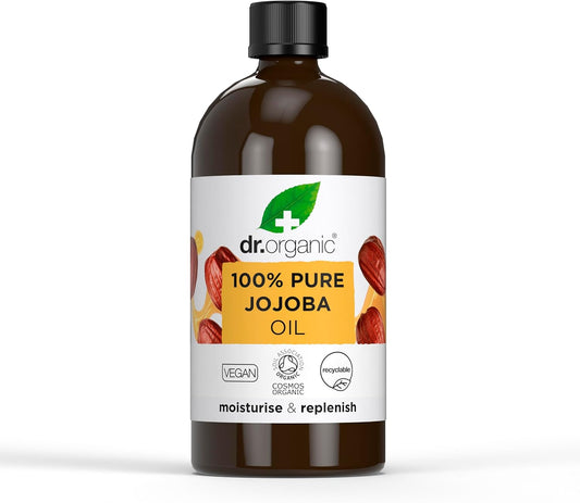 Dr Organic Jojoba Oil, 100% Pure & Natural, Moisturising, Multi Action, Face, Body & Hair, Massage, Carrier Oil, Aromatherapy, Vegan, Cruelty Free, Paraben & SLS Free, Certified Organic, 100ml