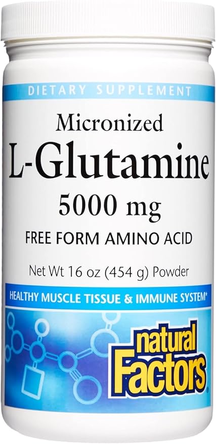 Natural Factors Micronized L-Glutamine Drink Mix 5000 mg, Supports Muscles and Immune Function, 16 Oz