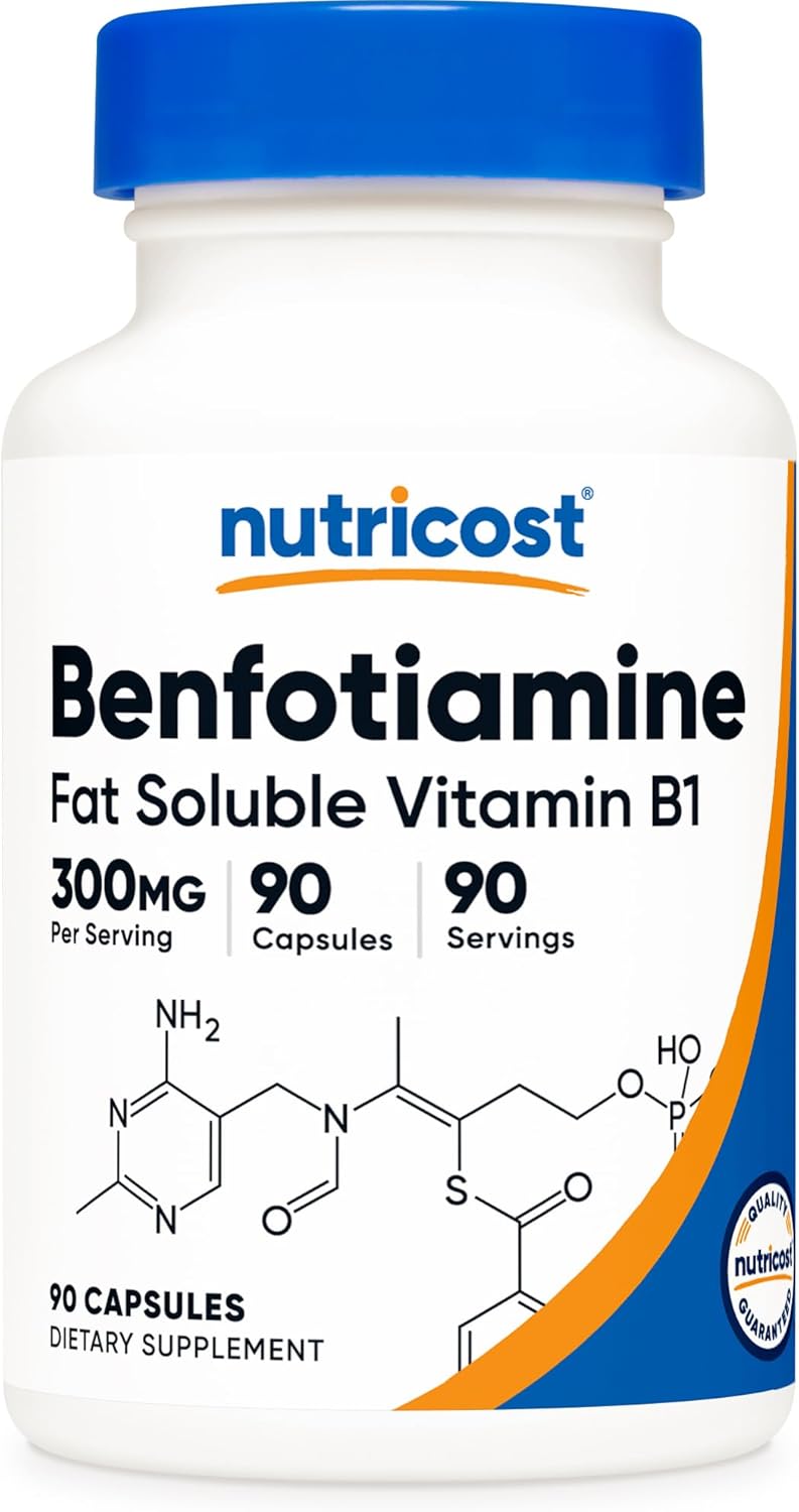Nutricost Benfotiamine 300mg, 90 Capsules, Fat Soluble Vitamin B1, GMO-Free | Gluten Free, Vegetarian Friendly
