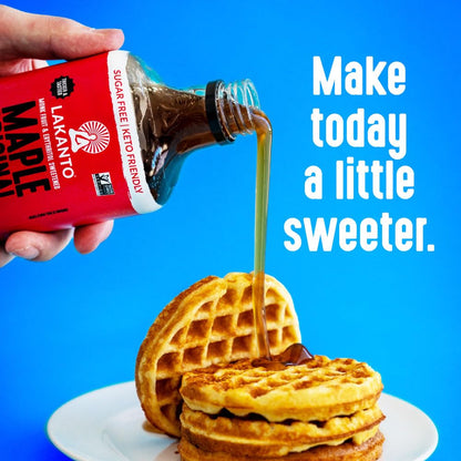 Lakanto Sugar Free Maple Syrup With Monk Fruit & Erythritol For Pancakes, Waffles, Oatmeal, Coffee, Tea, Granola, Frosting & Dressing, Zero Sugar, Keto, Vegan, Gluten Free, 1 G Net Carbs, 13 Fl Oz
