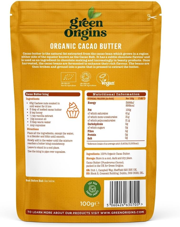 Green Origins Organic Cacao Butter 250g