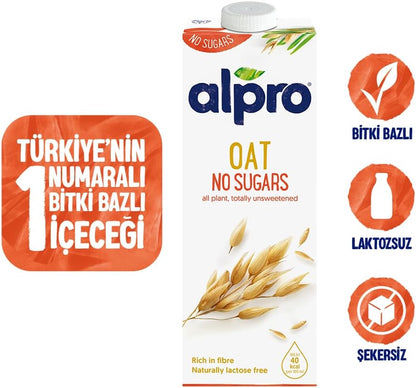 Alpro Oat Unsweetened Drink, 100% Plant-Based, Lactose Free - 1L