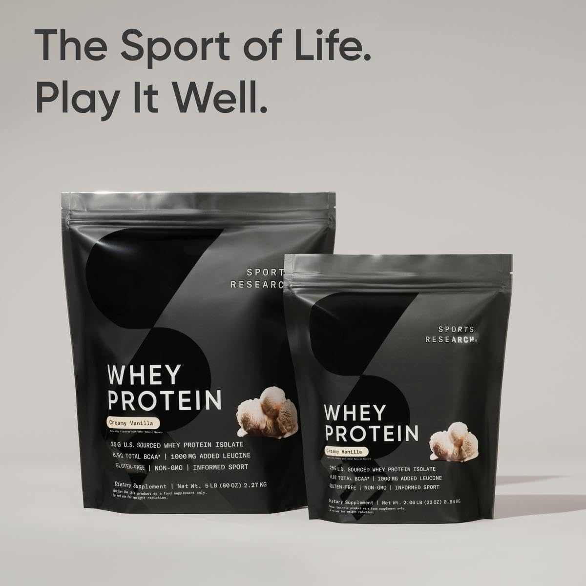 Sports Research Whey Protein Isolate - Sports Nutrition Protein Powder 25g per Serving - 5lb Bag Whey Protein - Vanilla Flavor - Bulk Protein Powder, 56 Servings