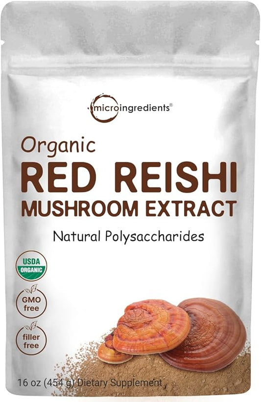Micro Ingredients Organic Reishi Mushroom Extract, 16 oz | 100:1 Red Reishi | Supports Immunity, Mood & Stress Relief | Great for Tea, Tonic & Daily Rituals | Non-GMO, Vegan Friendly