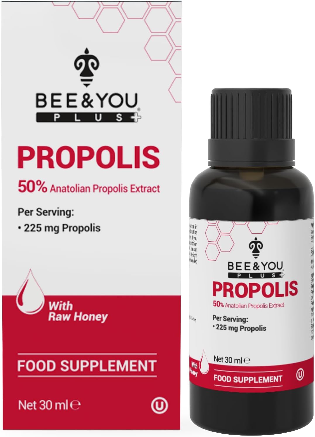 BEE&You, Propolis Liquid Extract Drops, 50% Pure Propolis, Ultra Plus Strength, Immune Support Supplement, Sore Throat, Allergy Relief, Respiratory, Antioxidants, Keto, Paleo, Gluten-Free, 1 Fl Oz