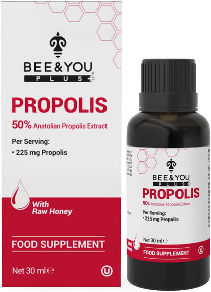 BEE&You, Propolis Liquid Extract Drops, 50% Pure Propolis, Ultra Plus Strength, Immune Support Supplement, Sore Throat, Allergy Relief, Respiratory, Antioxidants, Keto, Paleo, Gluten-Free, 1 Fl Oz