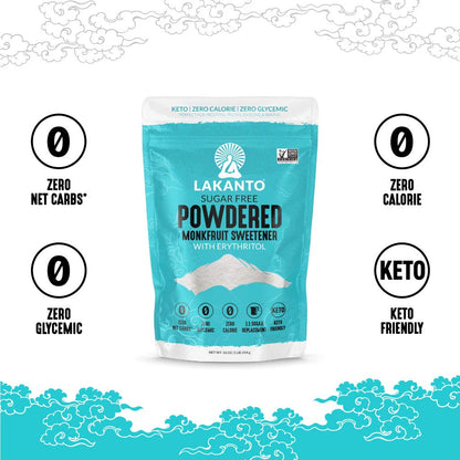 Lakanto Powdered Monk Fruit Sweetener with Erythritol - Powdered Sugar Substitute, Zero Calorie, Keto Diet Friendly, Zero Net Carbs, Baking, Extract, Sugar Replacement