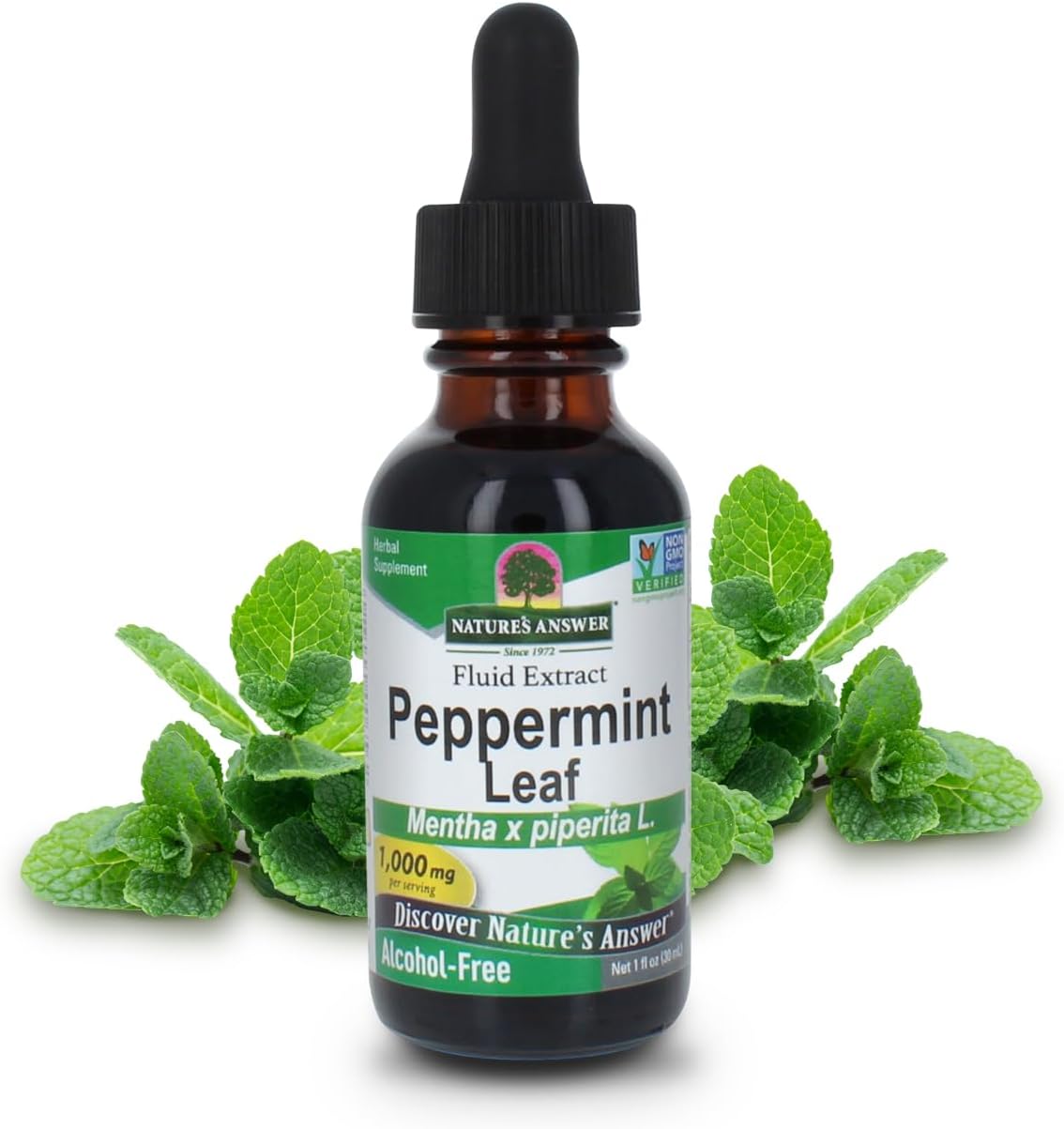Nature's Answer Peppermint Leaf Mentha x Piperita Gluten Alcohol Free Herbal Supplement Supports Healthy Digestive Function* – 1 FL Oz