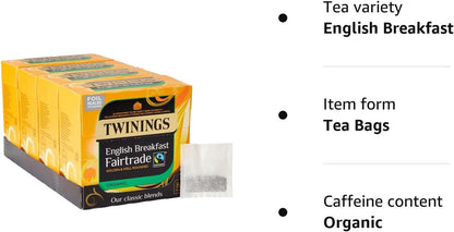 Twinings English Breakfast Decaf Tea | Golden, Well Rounded & Full Bodied Decaffeinated Black Tea | 40 Biodegradable Tea Bags