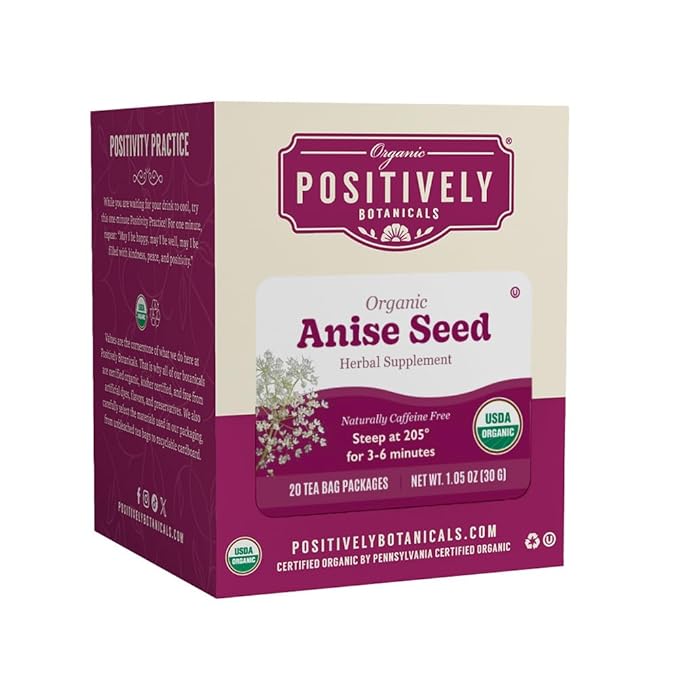Organic Positively Botanicals Company, Anise Seed Herbal Tea Bags, 20 Count
