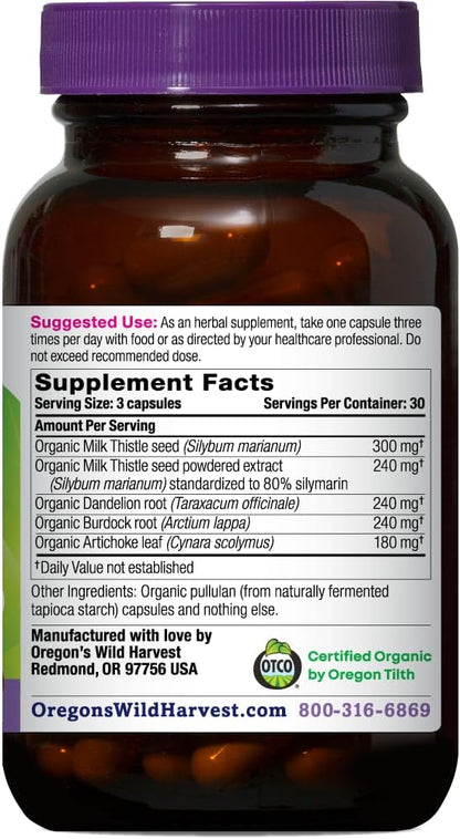 Oregon's Wild Harvest Milk Thistle Dandelion, Organic, 180 Count