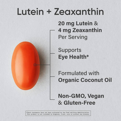 Sports Research® Lutein and Zeaxanthin Capsules - Eye Health Support Supplement Made with Lute-Gen® and Organic Coconut Oil - Vegan Friendly & Non-GMO Verified - 120 Veggie Softgels