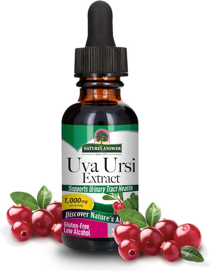 Nature's Answer Uva Ursi Leaf Liquid Drops with Organic Alcohol, 1000mg, 1-Fluid Ounce | Urinary Tract Support | Supports Nephrotic System Function | Vegan, Non-GMO | Single Count