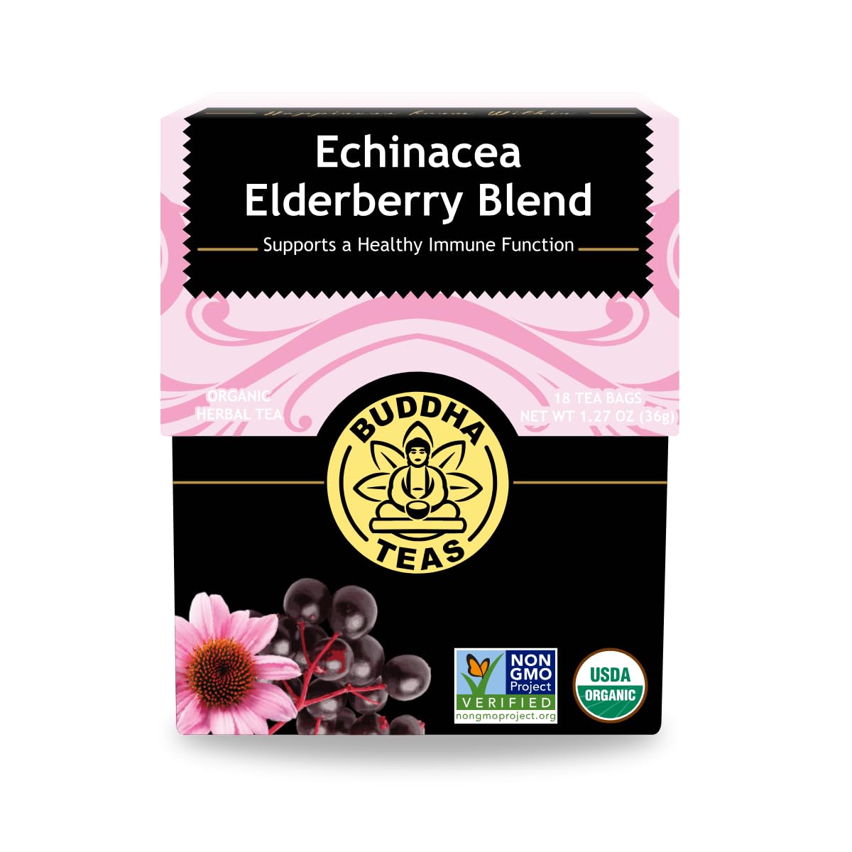 Buddha Teas - Chaga Tea - Organic Herbal Tea - For Cognitive Balance & Overall Health - With Chaga Mushroom, Antioxidants & B Vitamins - Caffeine Free - OU Kosher - 18 Tea Bags (Pack of 1)
