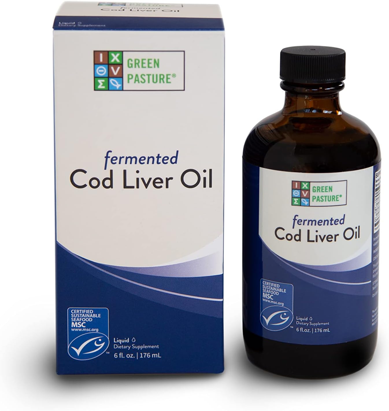 Green Pasture - Fermented Cod Liver Oil Liquid - 6 fl. oz. - Orange