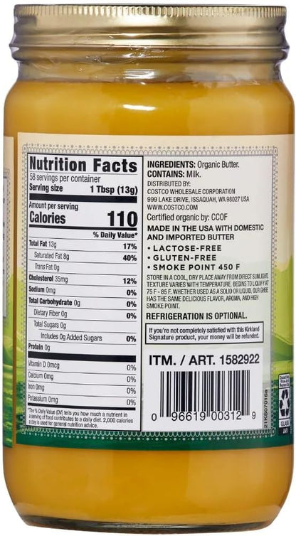 Kirkland Signature Organic Ghee Clarified Butter, 27 Ounce