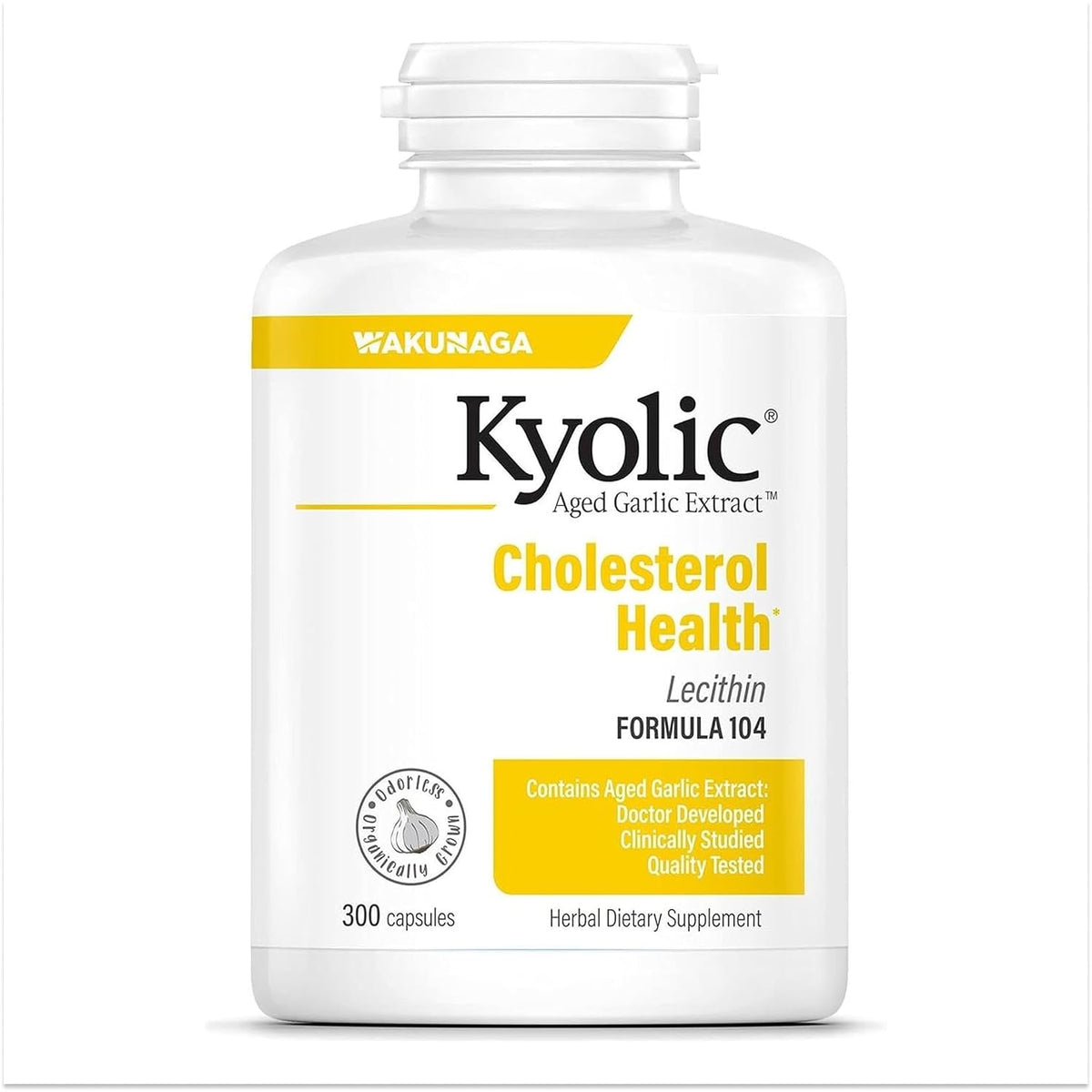 Wakunaga Kyolic Aged Garlic Extract Cholesterol Formula 104 -300 Capsules