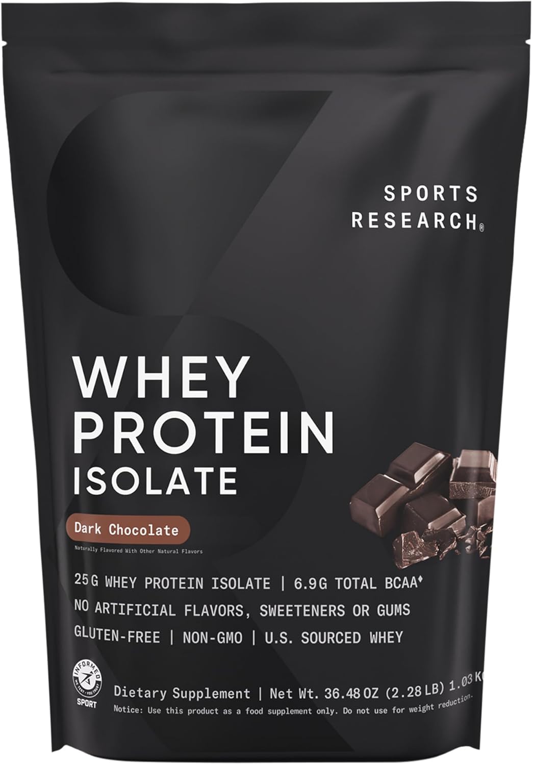 Sports Research Whey Protein Isolate - Sports Nutrition Protein Powder 25g per Serving - 5lb Bag Whey Protein - Vanilla Flavor - Bulk Protein Powder, 56 Servings