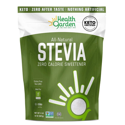 Health Garden Stevia Sweetener Powder - 4:1 Sugar Substitute - All Natural - Gluten Free - Keto Friendly - Tastes Like Sugar (2 lbs)