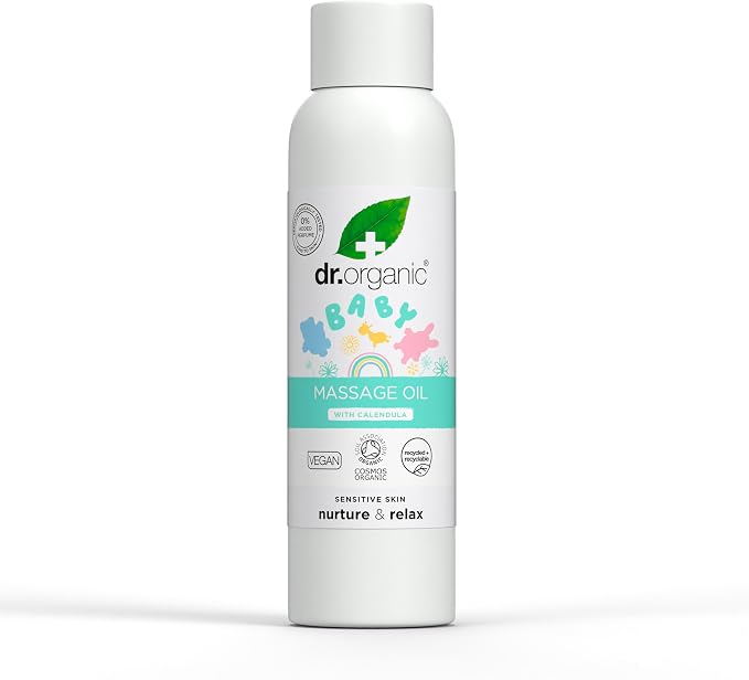 Dr Organic Baby Massage Oil with Calendula, Sensitive Skin, Soothing & Bonding Massage, Dermatologically Tested, Natural, Vegan, Cruelty-Free, Paraben & SLS Free, Certified Organic, 150ml
