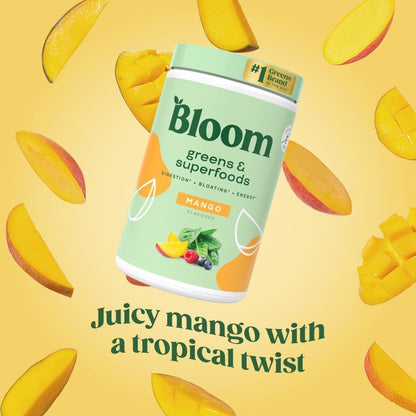 Bloom Nutrition Greens and Superfoods Powder for Digestive Health, Greens Powder, Digestive Enzymes, Probiotics, Spirulina, Chlorella for Bloating & Gut Support, Green Juice, 30 SVG, Strawberry Kiwi