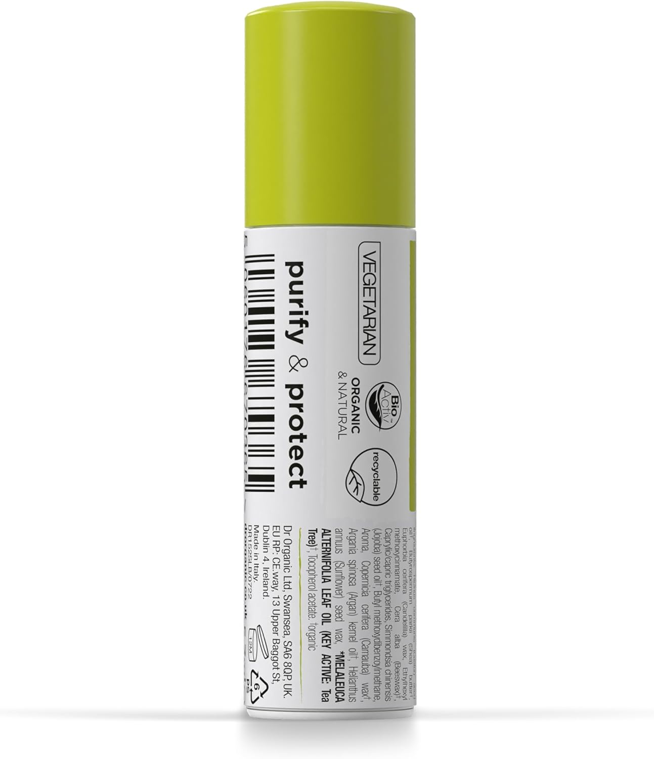 Dr Organic Tea Tree Lip Balm, Moisturising, SPF 15, Mens, Womens, Natural, Vegetarian, Cruelty-Free, Paraben & SLS-Free, Recycled & Recyclable, Organic, 5.7ml, Packaging may vary