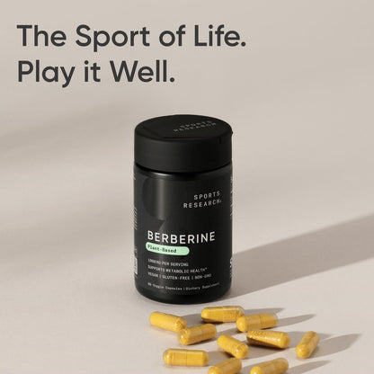 Sports Research Berberine Supplement with Coconut Oil - Herbal & Ayurvedic Metabolic Health Support - Berberine 500mg, 90 Softgels - Gluten-Free, Non-GMO Berberine Powder