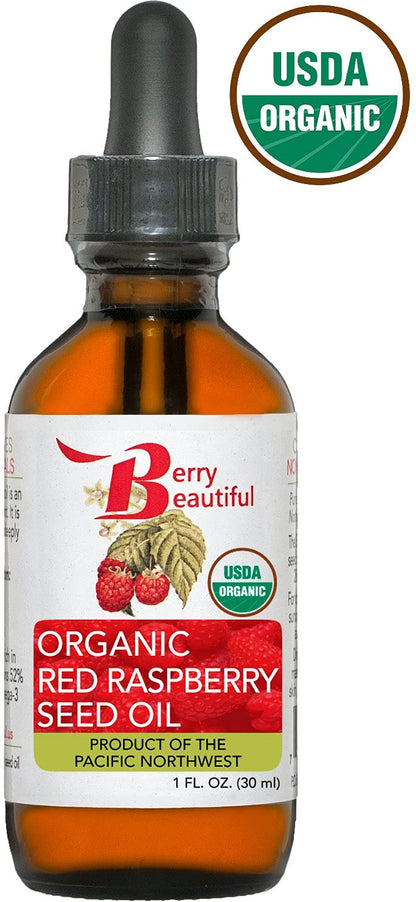 Organic Red Raspberry Seed Oil - Cold-Pressed, 100% Pure, Skin-Nourishing Antioxidants for Skincare (1 fl oz / 30 ml)