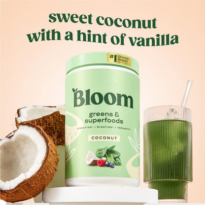 Bloom Nutrition Greens and Superfoods Powder for Digestive Health, Greens Powder, Digestive Enzymes, Probiotics, Spirulina, Chlorella for Bloating & Gut Support, Green Juice, 30 SVG, Strawberry Kiwi