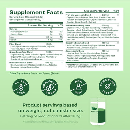 Bloom Nutrition Greens and Superfoods Powder for Digestive Health, Greens Powder, Digestive Enzymes, Probiotics, Spirulina, Chlorella for Bloating & Gut Support, Green Juice, 30 SVG, Strawberry Kiwi