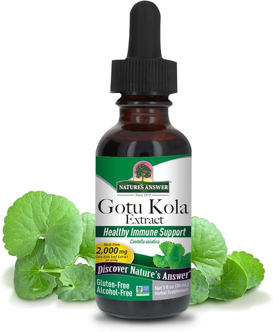 Nature's Answer Gotu Kola Herb Alcohol Free, 1-Fluid Ounce | Dietary Supplement | Supports a Healthy Immune System | Made in The USA | Gluten-Free, Vegan & Vegetarian