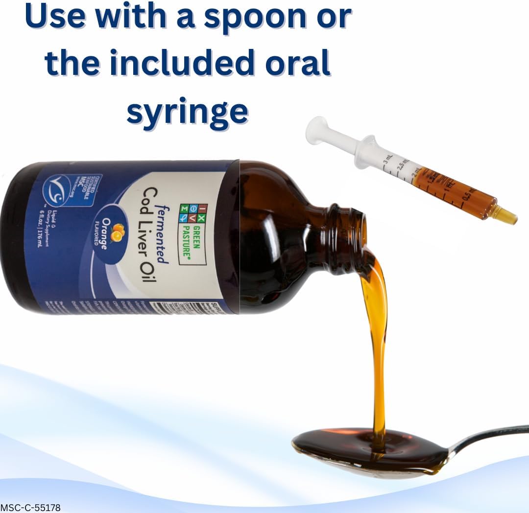 Green Pasture - Fermented Cod Liver Oil Liquid - 6 fl. oz. - Orange