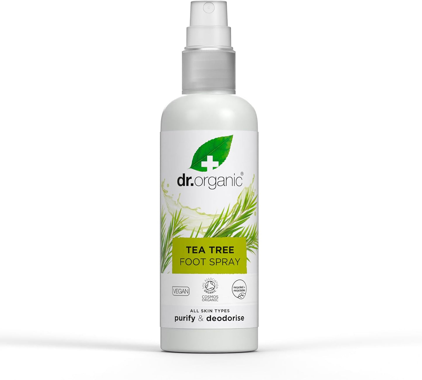 Dr Organic Tea Tree Foot Spray, Deodorising, Cleansing, Quick-Drying, Aluminium Free, with Natural Peppermint Oil, Vegan, Cruelty Free, Paraben & SLS Free, Certified Organic, 100 ml