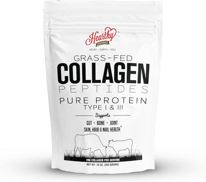 Collagen Powder - 18g Protein - Pure Halal Collagen Peptides Grass Fed Organic Hydrolyzed Powder | Type I and III Unflavoured Keto Friendly Gluten Free No Sugar Non GMO 16 Oz