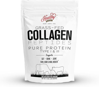 Collagen Powder - 18g Protein - Pure Halal Collagen Peptides Grass Fed Organic Hydrolyzed Powder | Type I and III Unflavoured Keto Friendly Gluten Free No Sugar Non GMO 16 Oz