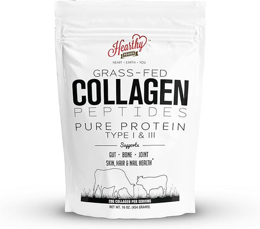 Collagen Powder - 18g Protein - Pure Halal Collagen Peptides Grass Fed Organic Hydrolyzed Powder | Type I and III Unflavoured Keto Friendly Gluten Free No Sugar Non GMO 16 Oz