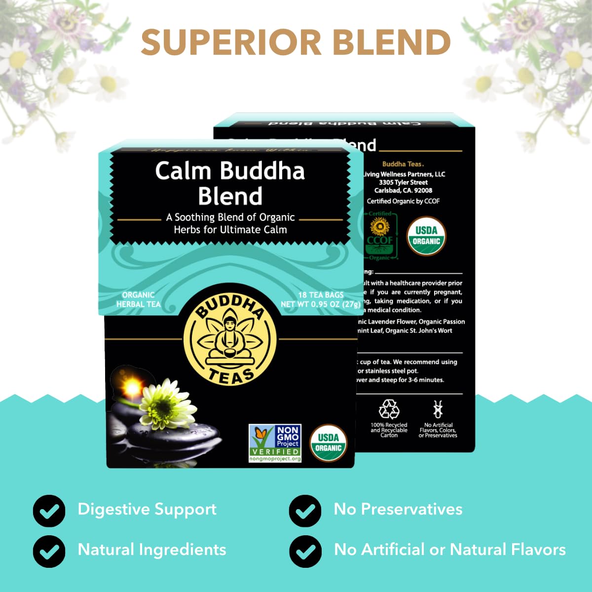 Buddha Teas - Chaga Tea - Organic Herbal Tea - For Cognitive Balance & Overall Health - With Chaga Mushroom, Antioxidants & B Vitamins - Caffeine Free - OU Kosher - 18 Tea Bags (Pack of 1)