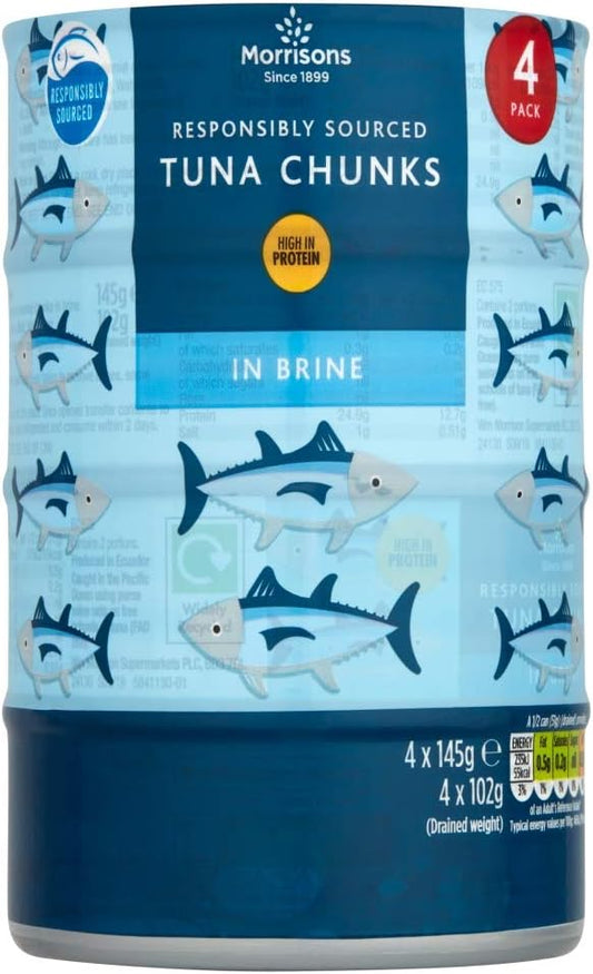 Morrisons Tuna Chunks In Brine, 4 x 145g