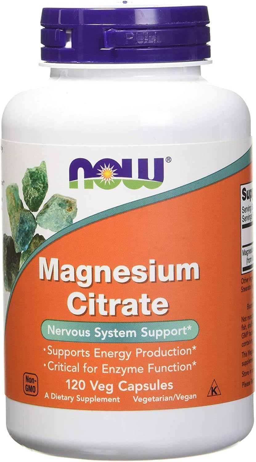 NOW Foods Magnesium Citrate 400 Milligram 120 Veg Capsules (Pack of 2)