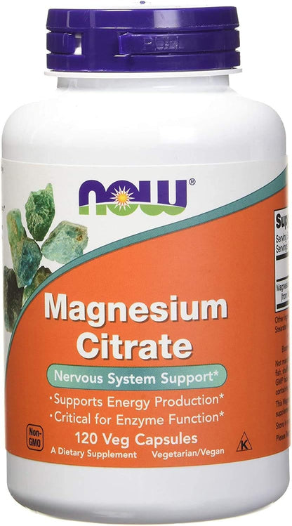 NOW Foods Magnesium Citrate 400 Milligram 120 Veg Capsules (Pack of 2)