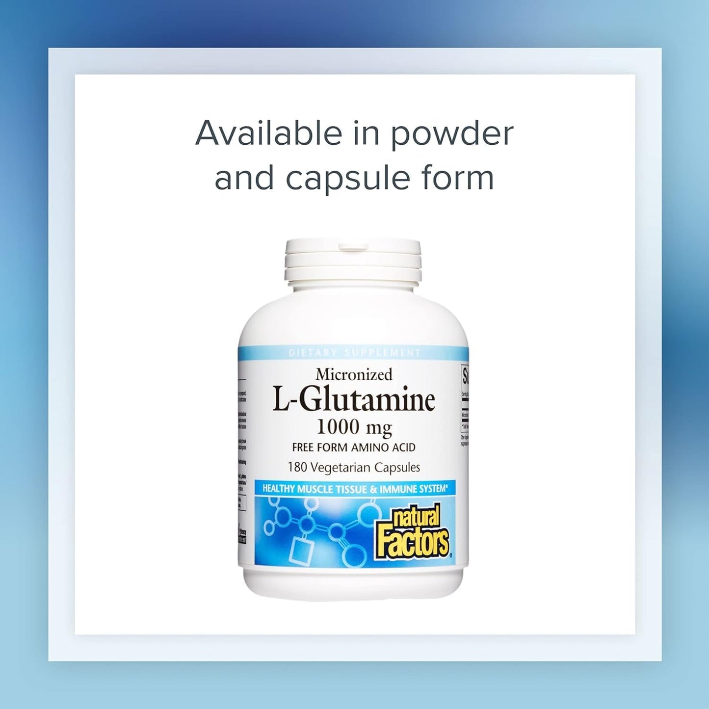 Natural Factors Micronized L-Glutamine Drink Mix 5000 mg, Supports Muscles and Immune Function, 16 Oz