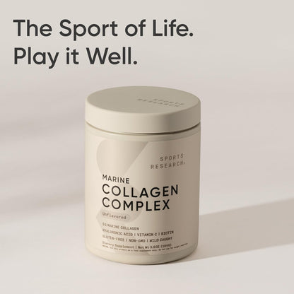 Sports Research Marine Collagen Peptides Powder - Sourced from Wild-Caught Fish, Pescatarian Friendly, Keto Certified & Non-GMO Verified - Easy to Mix in Water or Juice! (34 Servings)